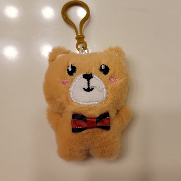 Cute Tan Bear Keychain with Bow Tie - Picture 1 of 2